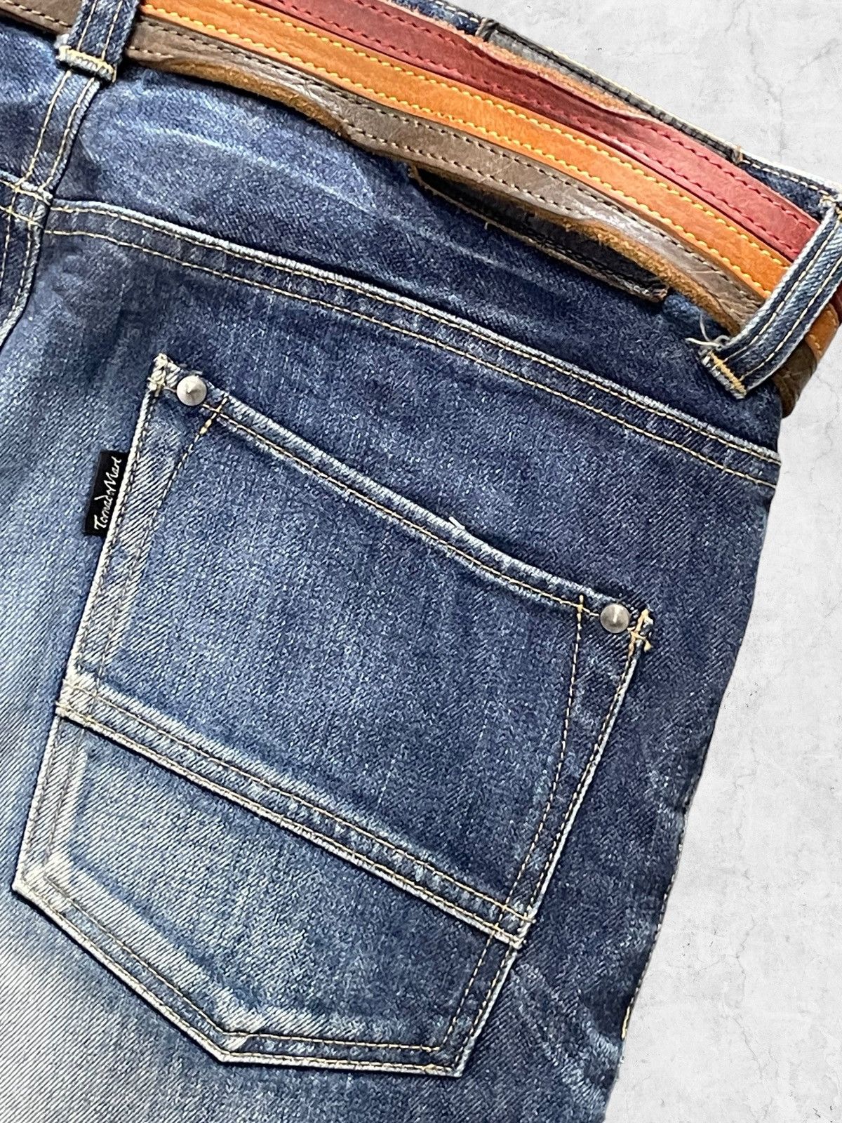 Tornado Mart Vintage Tornado Mart Paint Splatter Denim With Leather Belt Size US 32 / EU 48 - 10 Thumbnail