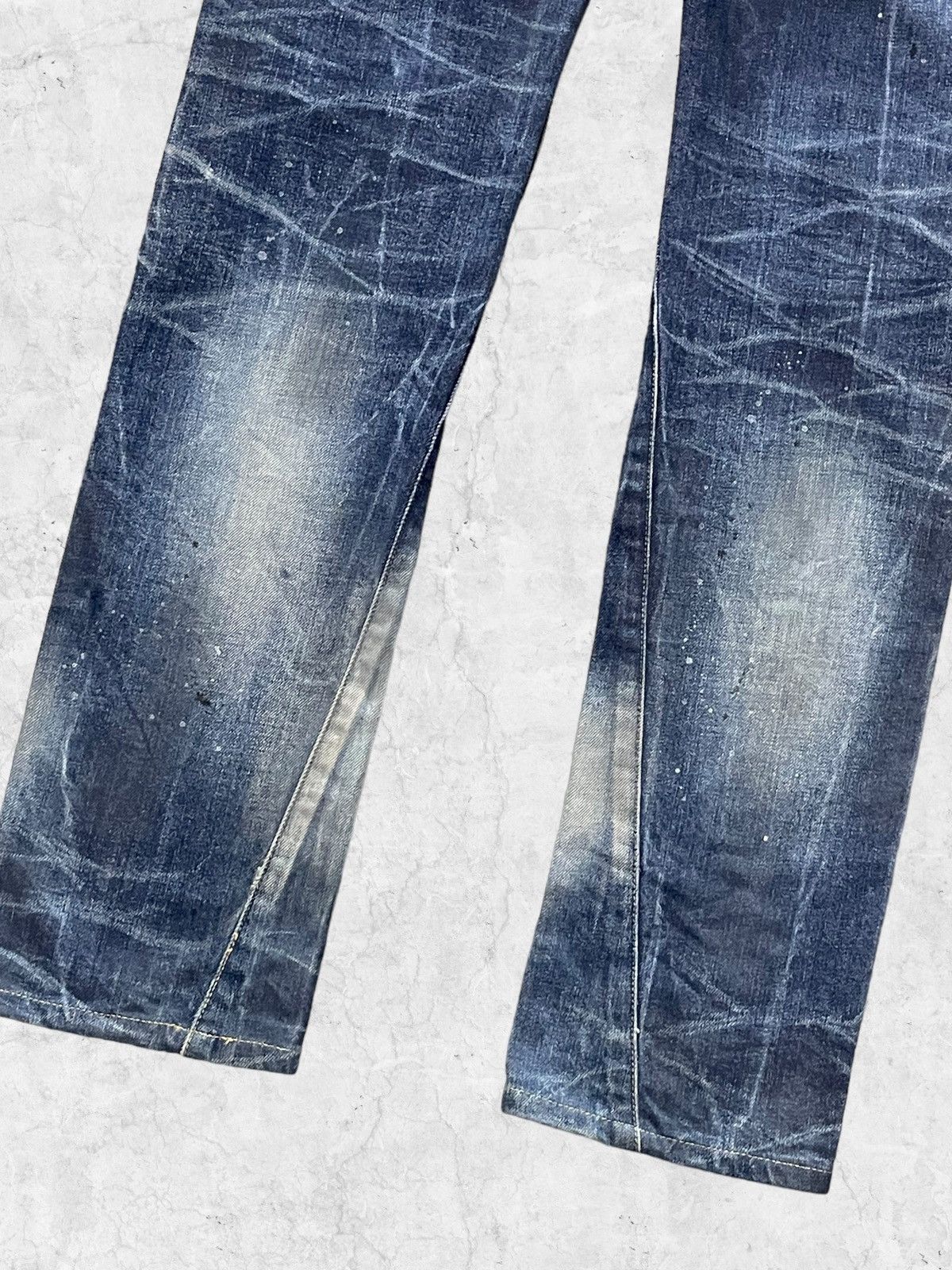 Tornado Mart Vintage Tornado Mart Paint Splatter Denim With Leather Belt Size US 32 / EU 48 - 11 Thumbnail