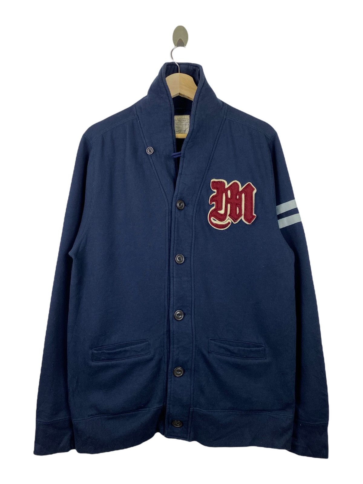 image of Back Number Button Up Cardigan Jacket in Dark Blue, Men's (Size XL)