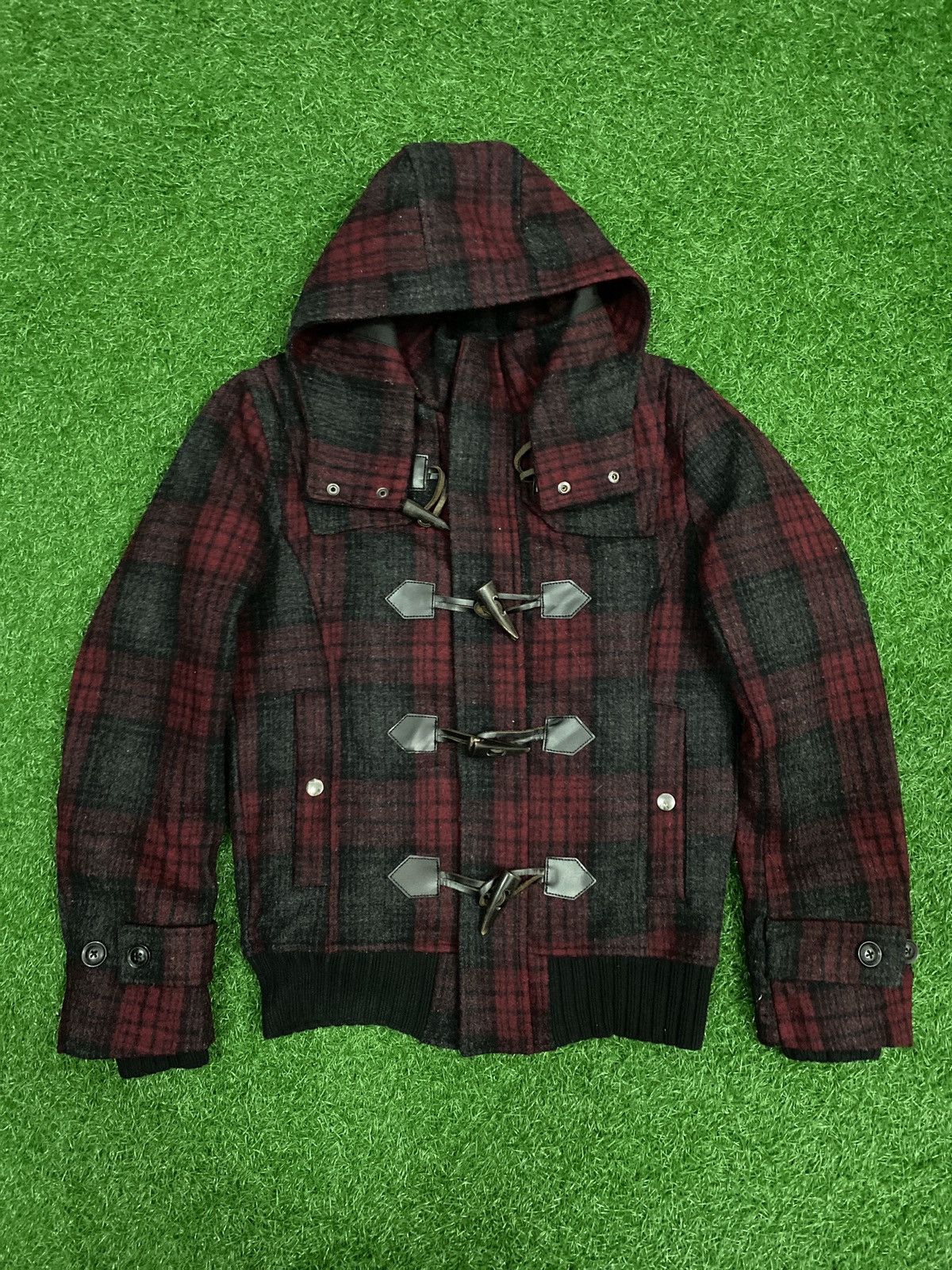image of Men’S Bigi First Duffle Heavy Jacket in Heather Gray/Maroon, Men's (Size Small)