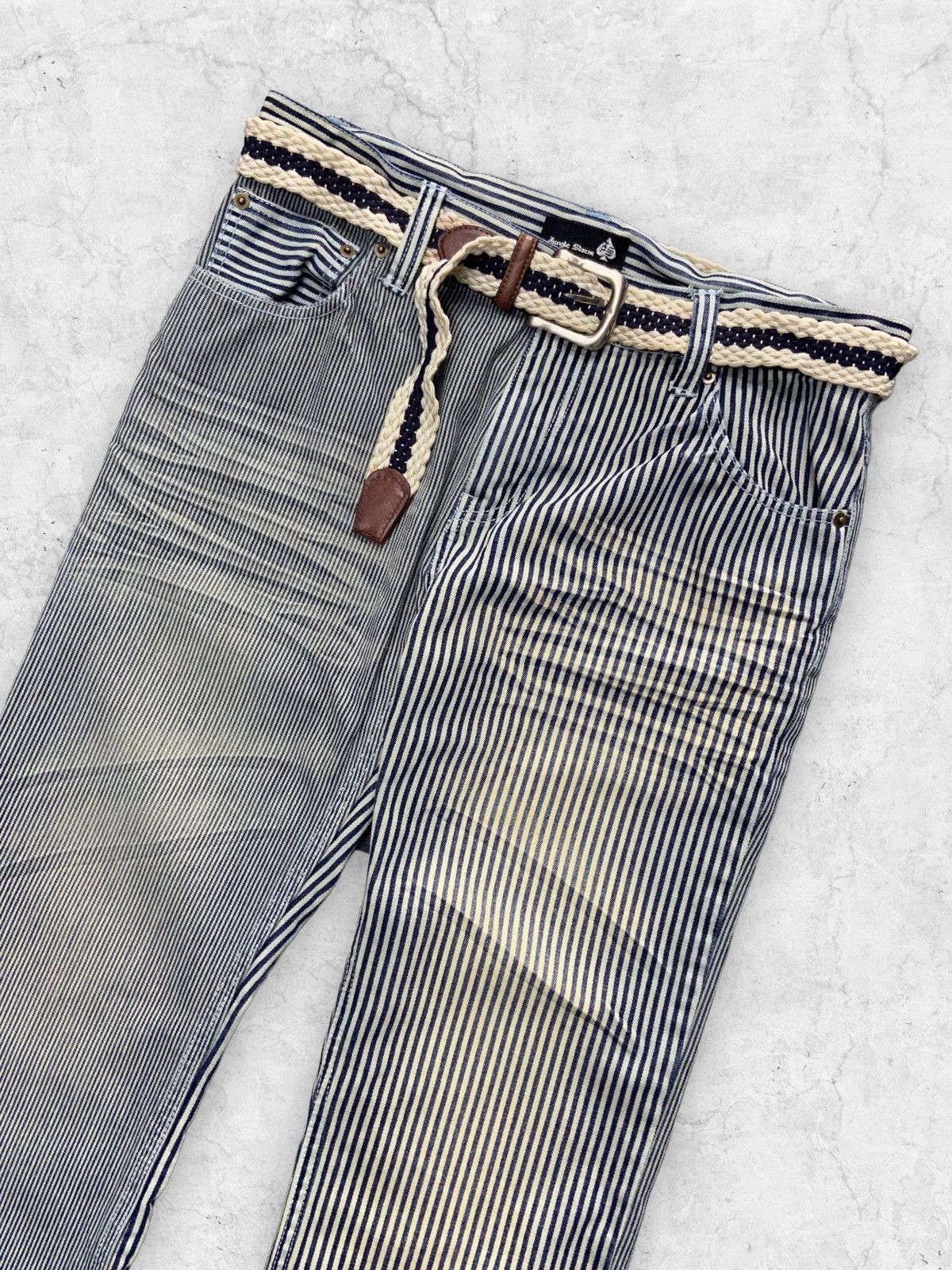 Designer × Hysteric Glamour Jungle Storm Japan Multi Hickory Stripe Split Denim Pants Size US 32 / EU 48 - 4 Thumbnail