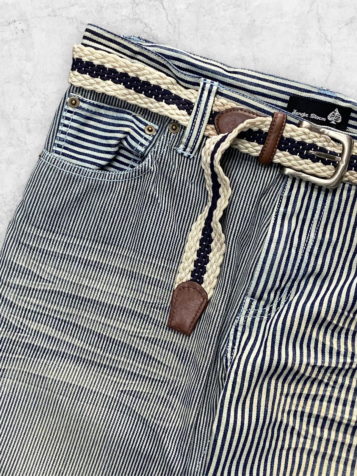 Designer × Hysteric Glamour Jungle Storm Japan Multi Hickory Stripe Split Denim Pants Size US 32 / EU 48 - 5 Thumbnail