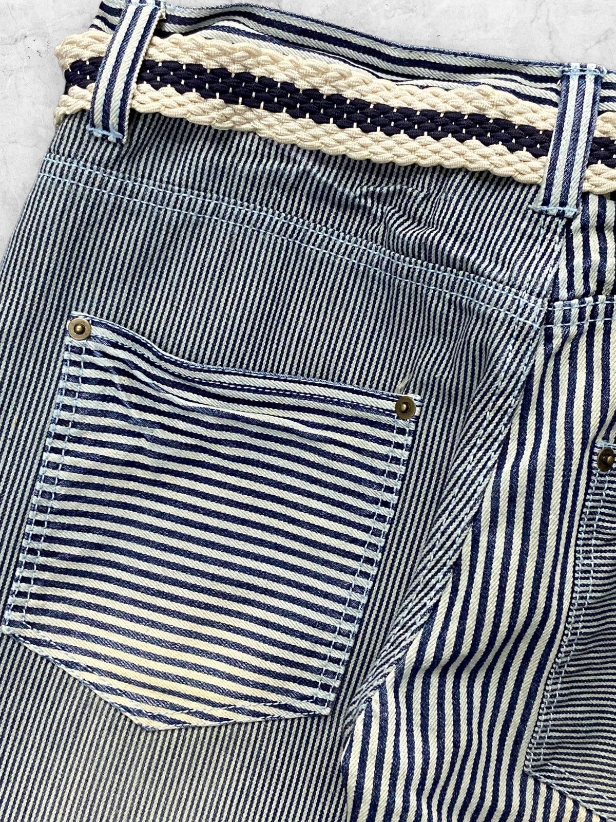 Designer × Hysteric Glamour Jungle Storm Japan Multi Hickory Stripe Split Denim Pants Size US 32 / EU 48 - 9 Thumbnail
