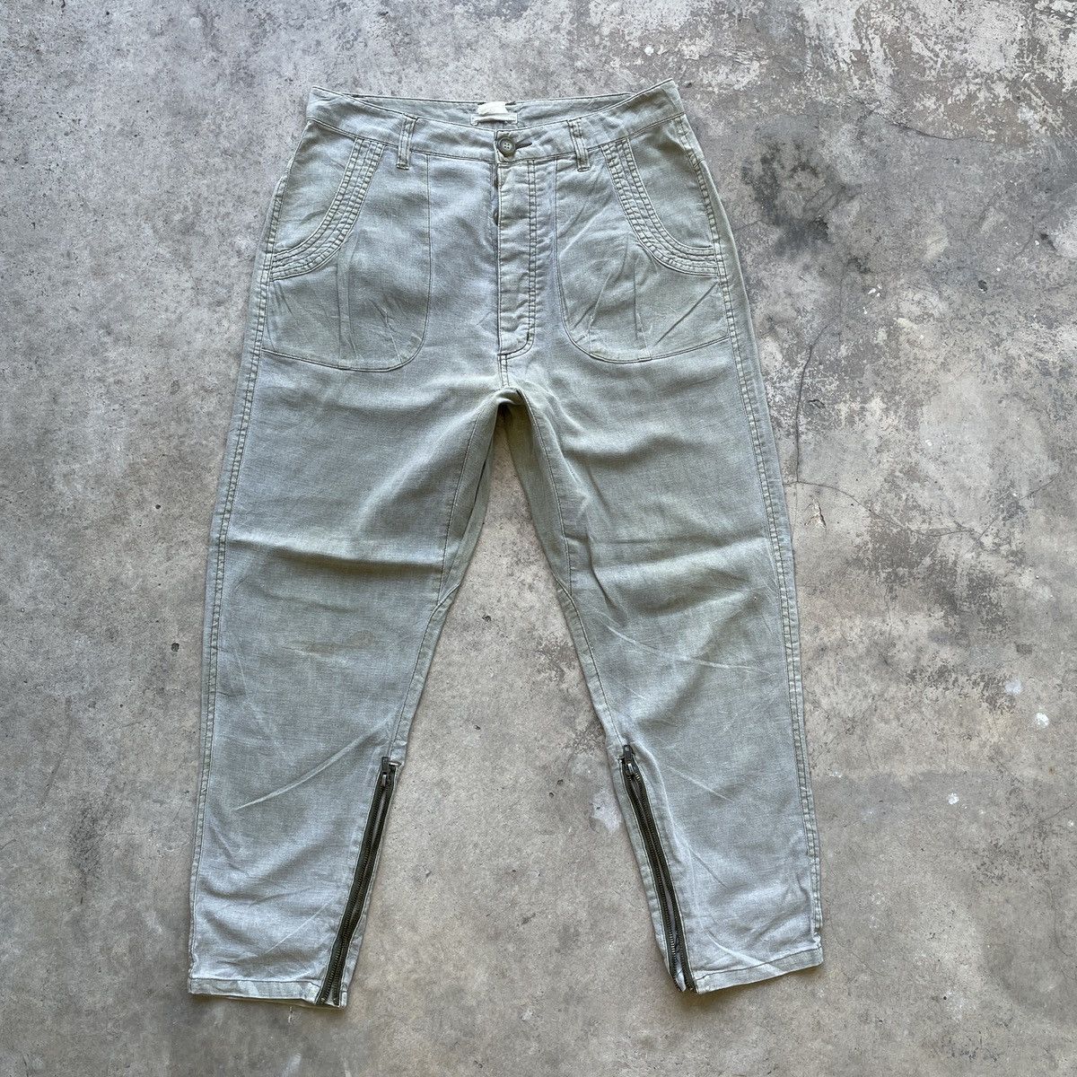 Japanese Brand × Other × Vintage Vintage Unbranded Faded Olive Green Nice Design Casual Pants Size US 30 / EU 46 - 1 Thumbnail