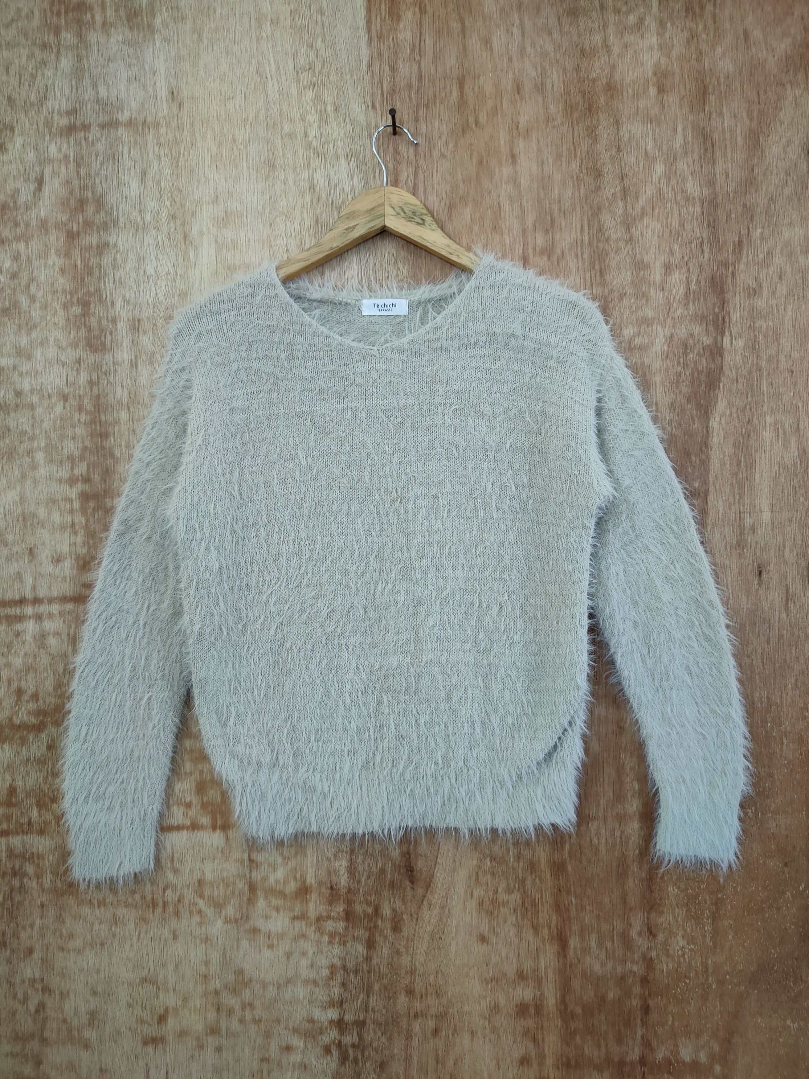image of Homespun Knitwear Terrasse Te Chichi Mohair Soft Fur Knitwear Shaggy 46-450 in Light Brown (Size Sm