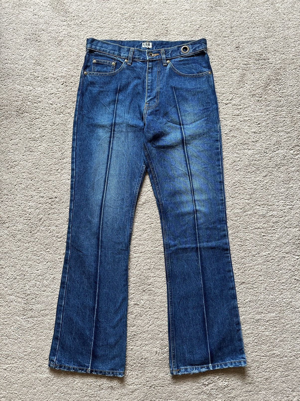 image of Le Grande Bleu X Beams Plus Flare Jeans in Blue, Men's (Size 31)