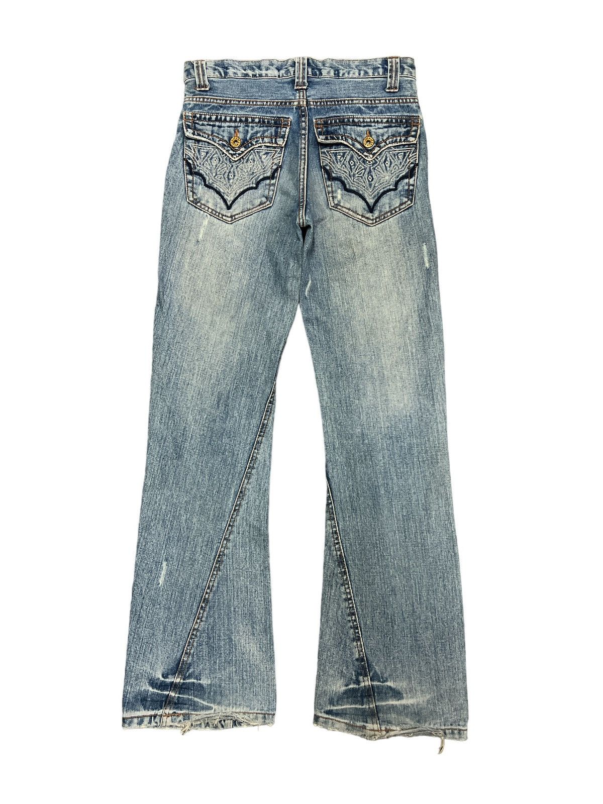 Japanese Brand FLARED💥THRASHED NYLAUS TWIST RIPPED DENIM PANT Size US 31 - 6 Thumbnail