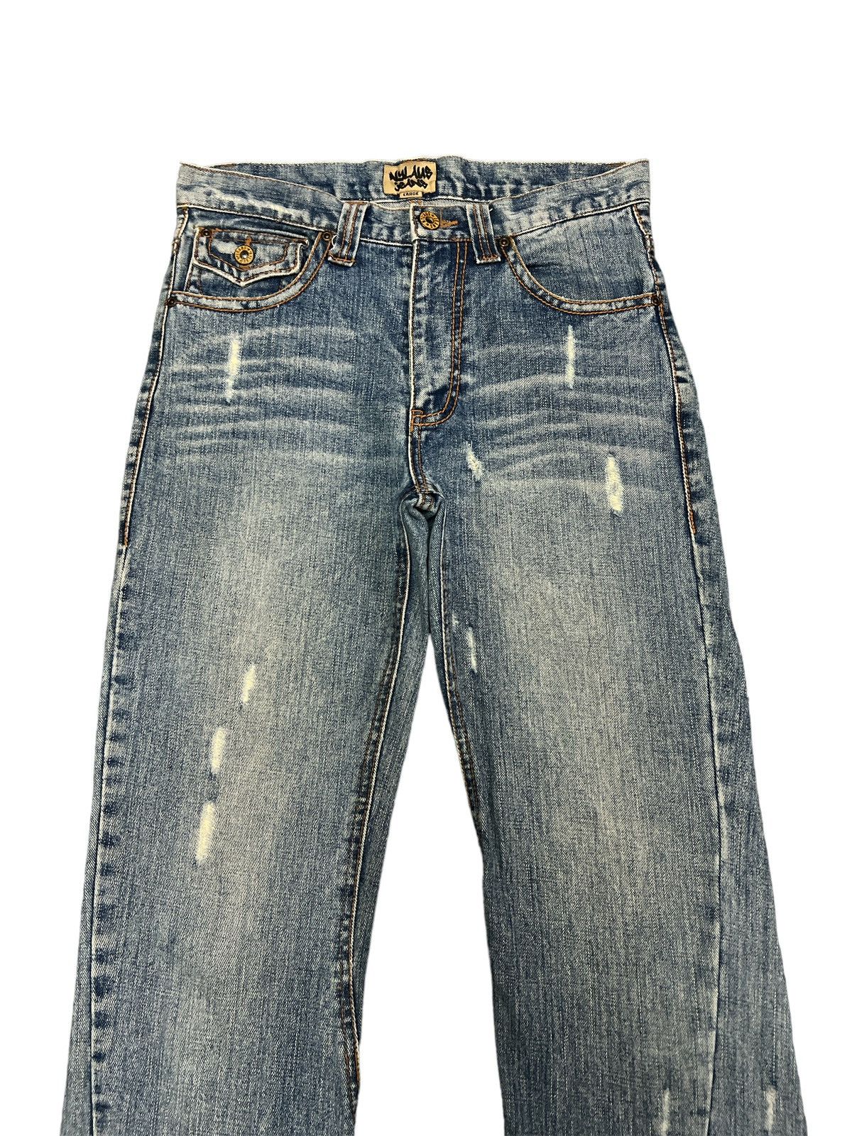 Japanese Brand FLARED💥THRASHED NYLAUS TWIST RIPPED DENIM PANT Size US 31 - 3 Thumbnail