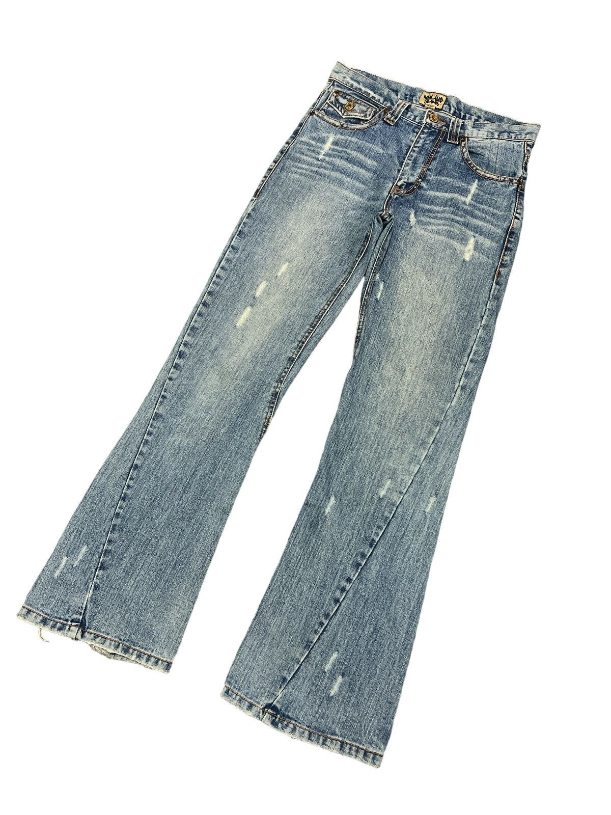 Japanese Brand FLARED💥THRASHED NYLAUS TWIST RIPPED DENIM PANT Size US 31 - 5 Thumbnail