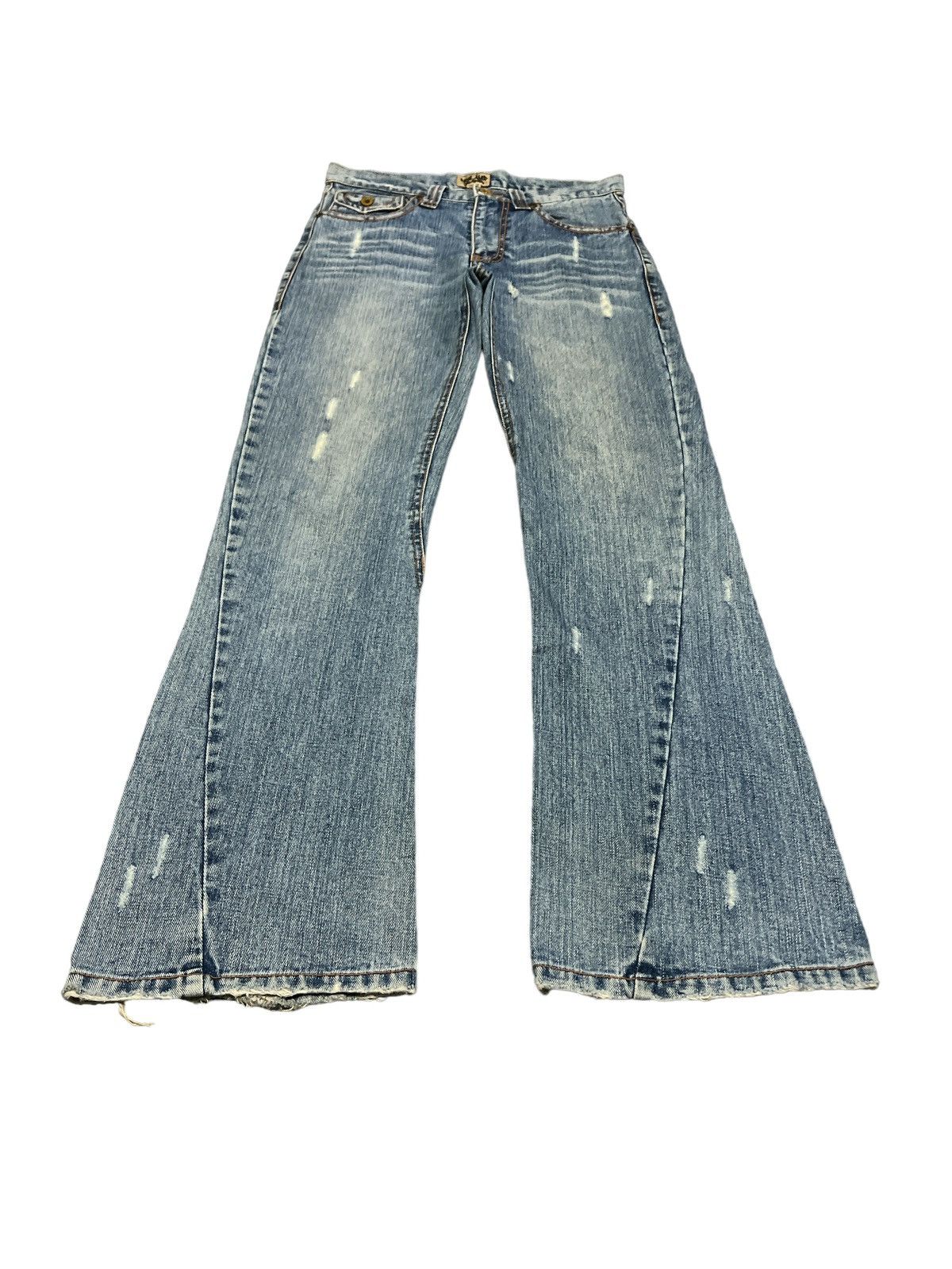 Japanese Brand FLARED💥THRASHED NYLAUS TWIST RIPPED DENIM PANT Size US 31 - 2 Thumbnail