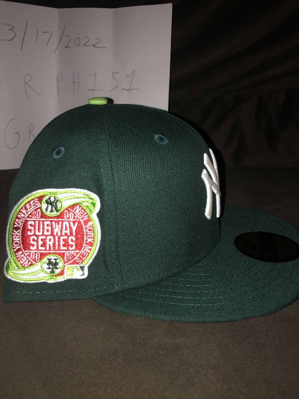 New Era Dark Green New York Yankees Fitted Hat 7 1/4 Size ONE SIZE - 3 Thumbnail
