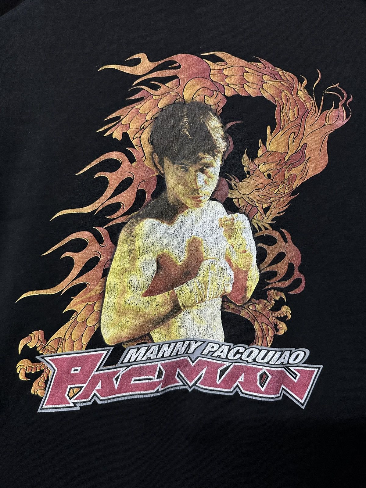 image of Vintage No Fear X Boxing Manny Pacquiao Pacman Faded Tee in Black, Men's (Size XL)