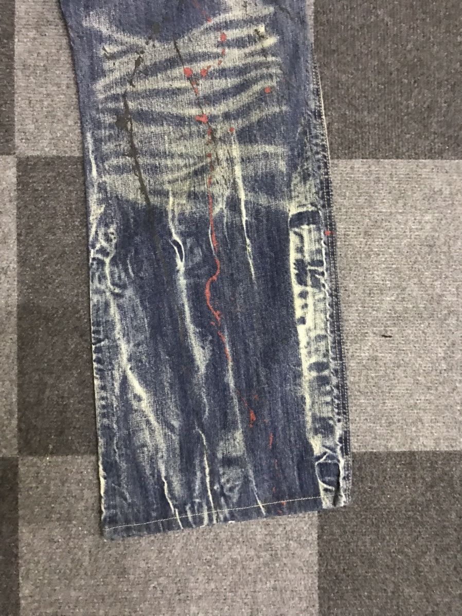 Japanese Brand Flare🔥D123 Root Three Japan Paint Splatter Flare Denim Size US 35 - 20 Thumbnail