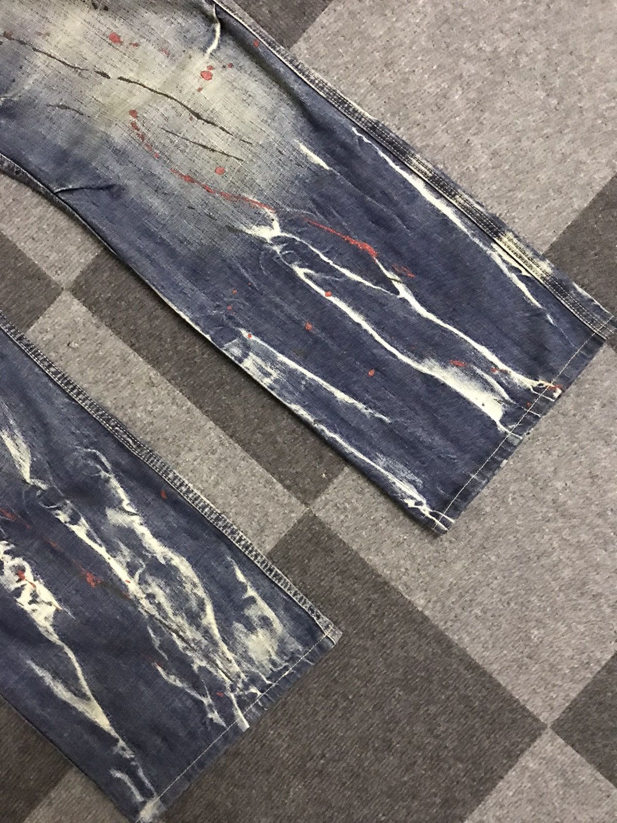 Japanese Brand Flare🔥D123 Root Three Japan Paint Splatter Flare Denim Size US 35 - 6 Thumbnail