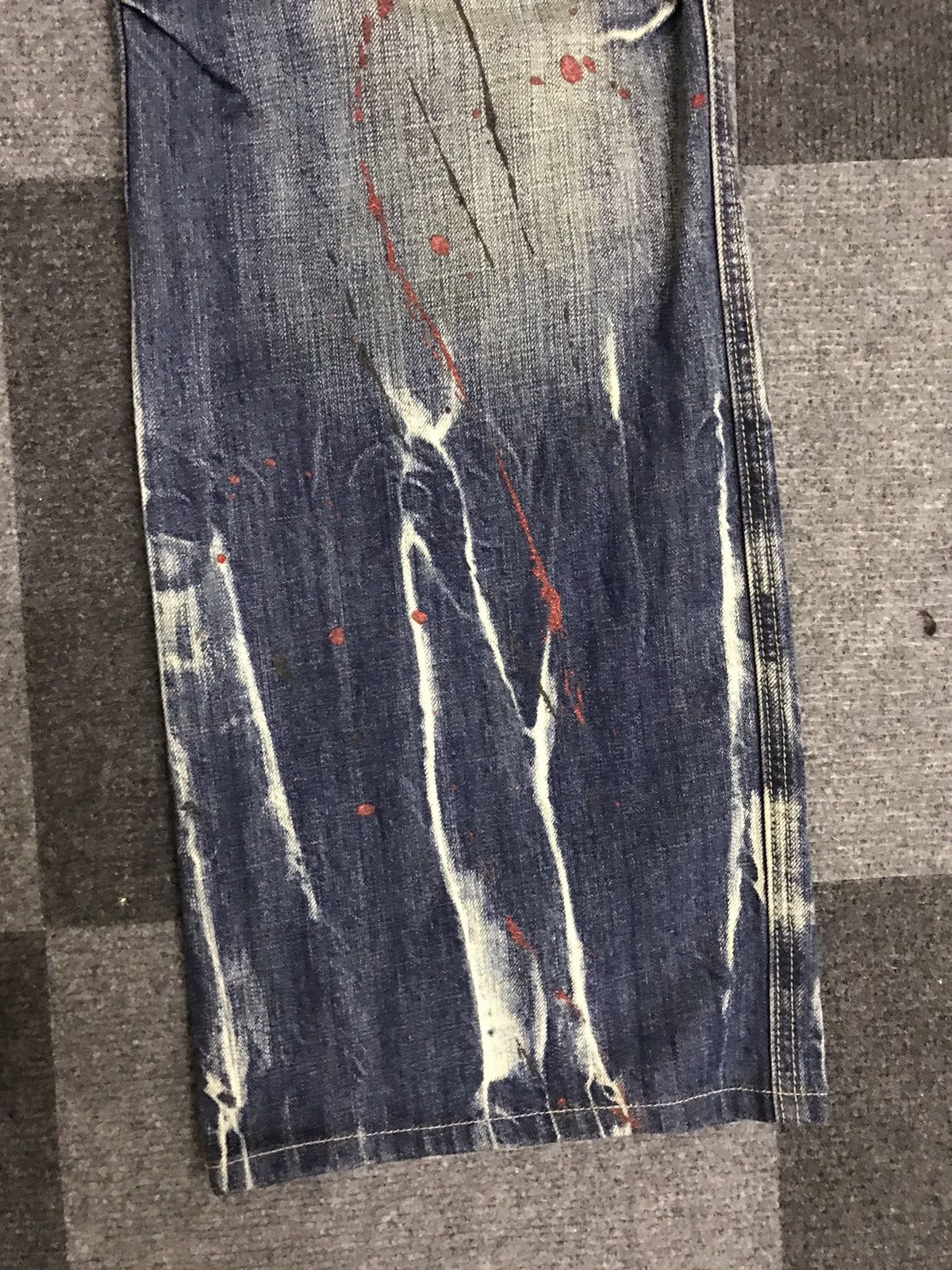 Japanese Brand Flare🔥D123 Root Three Japan Paint Splatter Flare Denim Size US 35 - 12 Thumbnail