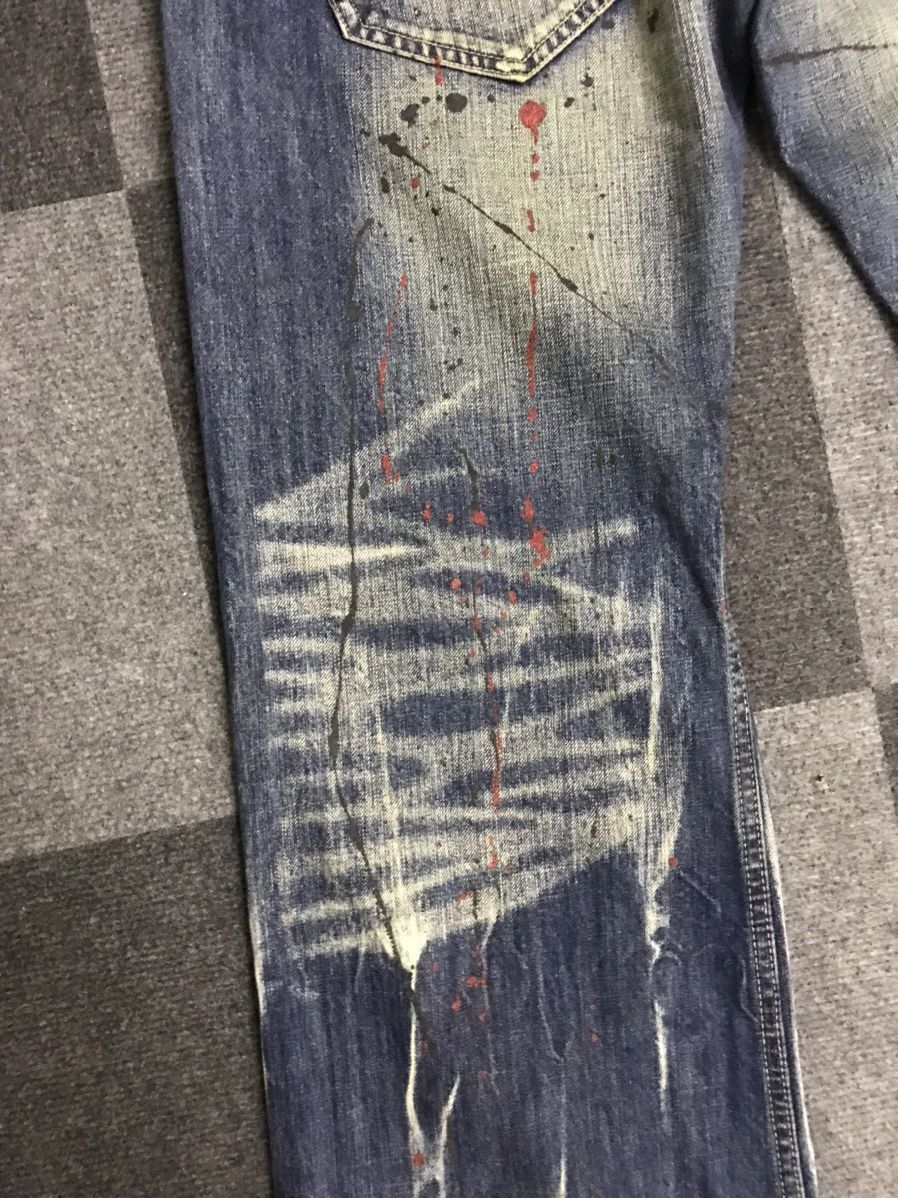 Japanese Brand Flare🔥D123 Root Three Japan Paint Splatter Flare Denim Size US 35 - 18 Thumbnail