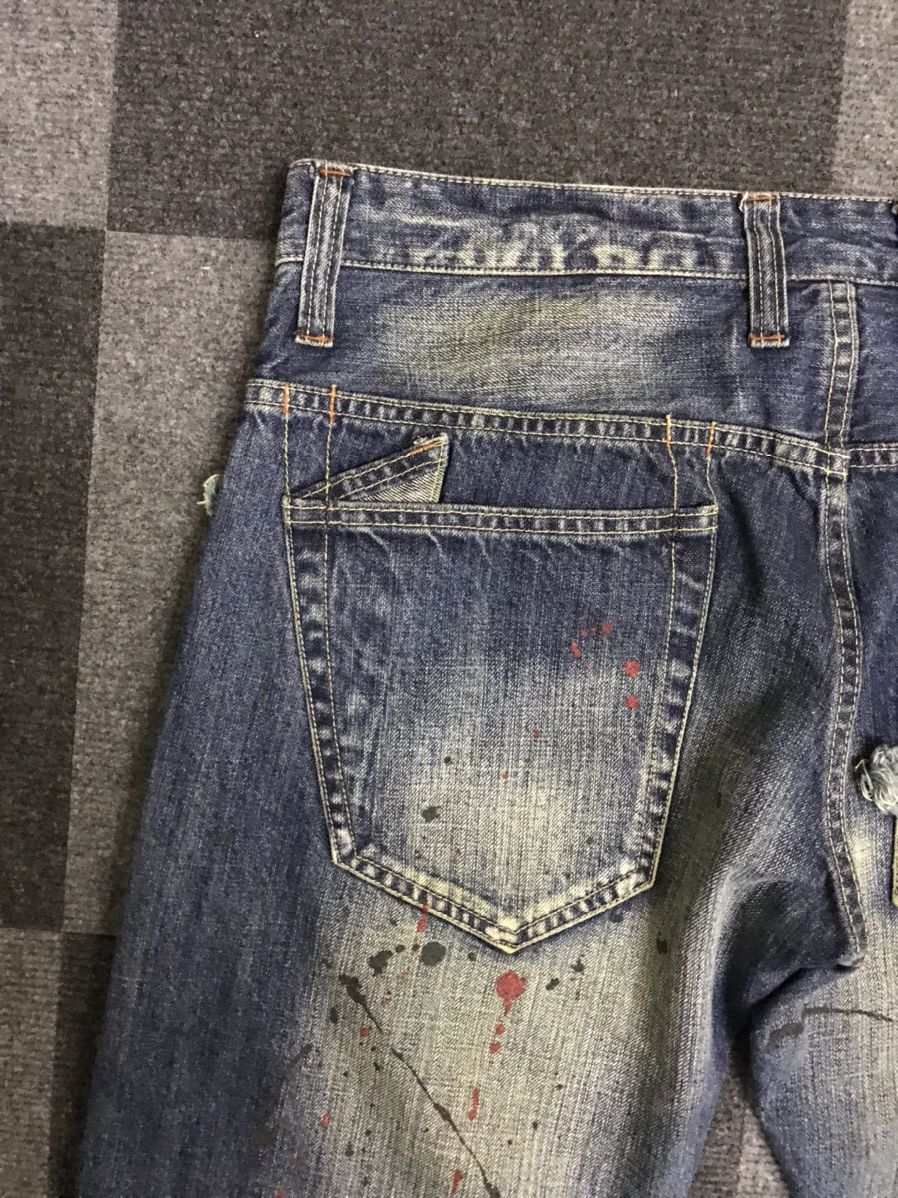 Japanese Brand Flare🔥D123 Root Three Japan Paint Splatter Flare Denim Size US 35 - 23 Thumbnail