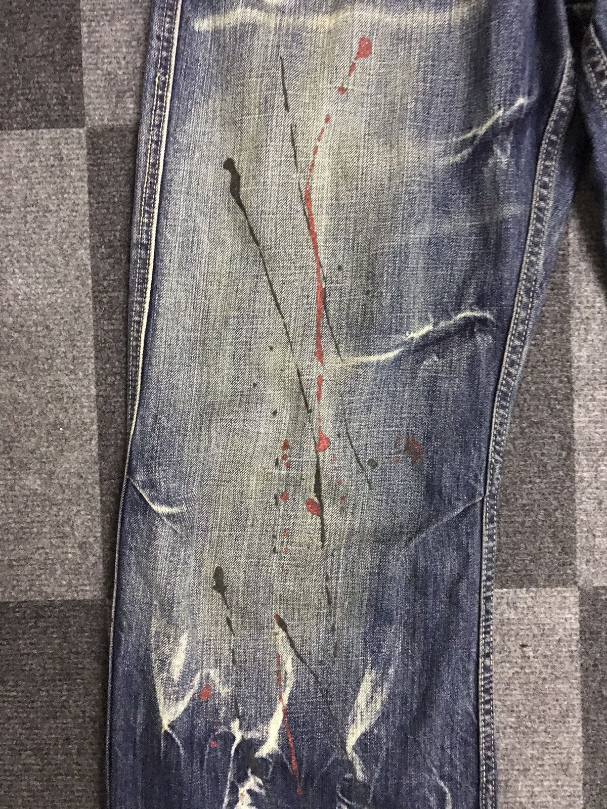 Japanese Brand Flare🔥D123 Root Three Japan Paint Splatter Flare Denim Size US 35 - 11 Thumbnail