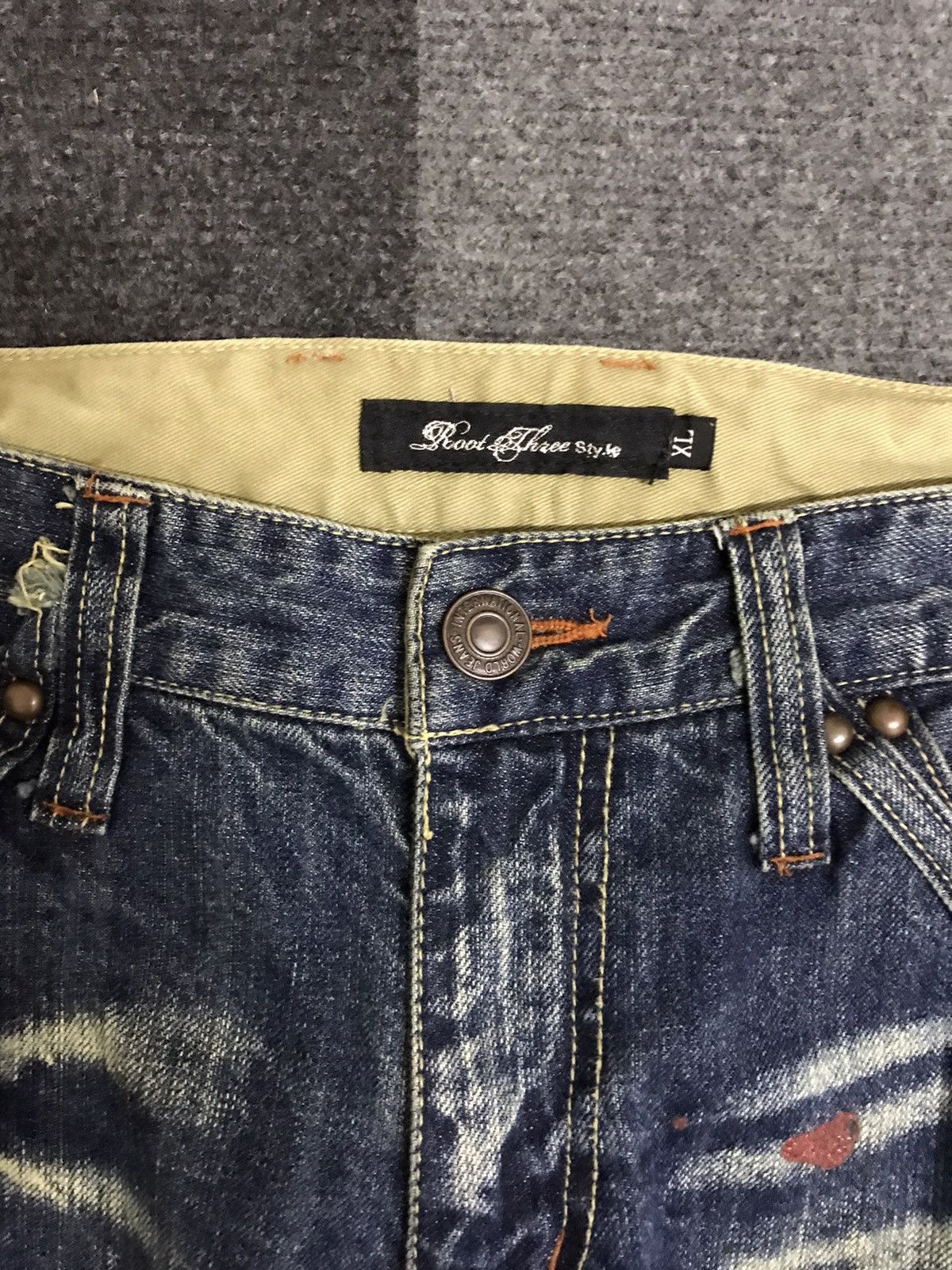 Japanese Brand Flare🔥D123 Root Three Japan Paint Splatter Flare Denim Size US 35 - 7 Thumbnail