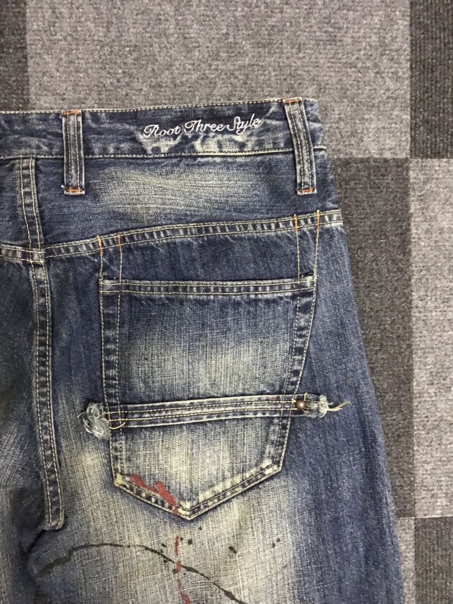 Japanese Brand Flare🔥D123 Root Three Japan Paint Splatter Flare Denim Size US 35 - 22 Thumbnail