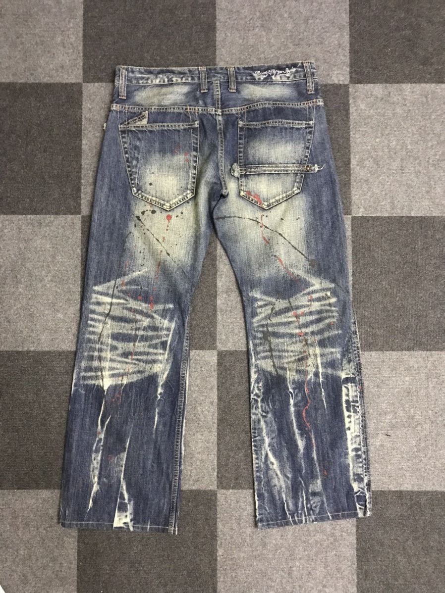 Japanese Brand Flare🔥D123 Root Three Japan Paint Splatter Flare Denim Size US 35 - 14 Thumbnail