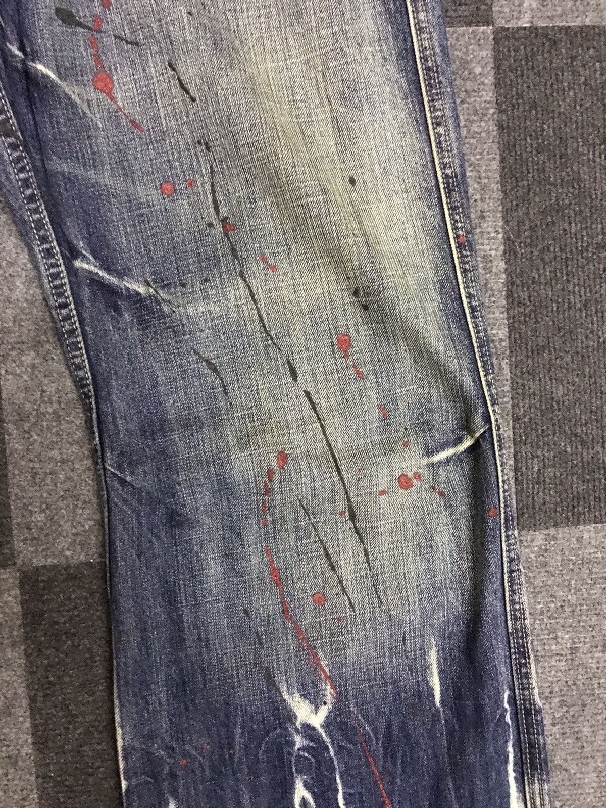 Japanese Brand Flare🔥D123 Root Three Japan Paint Splatter Flare Denim Size US 35 - 10 Thumbnail