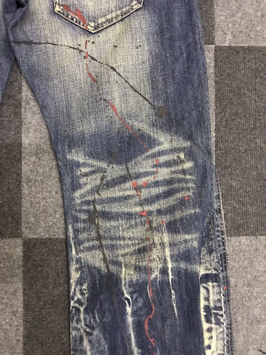 Japanese Brand Flare🔥D123 Root Three Japan Paint Splatter Flare Denim Size US 35 - 19 Thumbnail