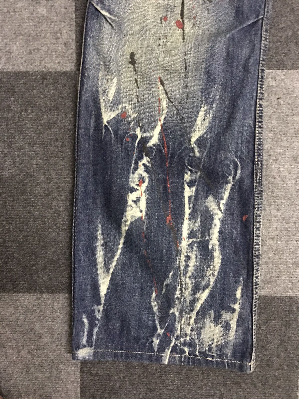 Japanese Brand Flare🔥D123 Root Three Japan Paint Splatter Flare Denim Size US 35 - 13 Thumbnail