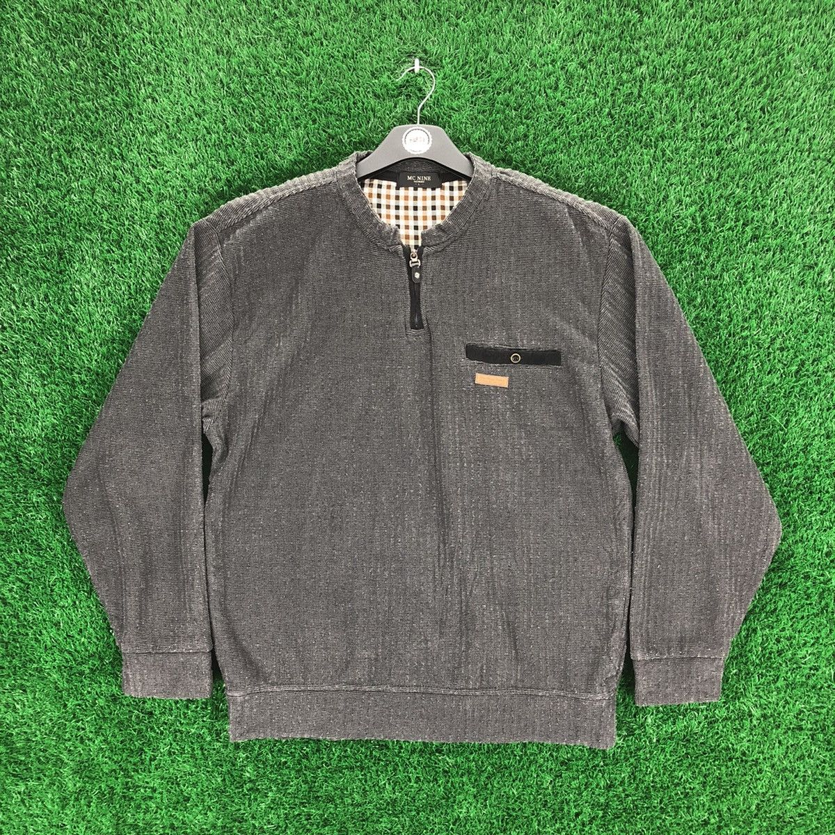 image of Vintage Mc Nine Homme Longsleeve Pocket Shirts in Grey, Men's (Size Large)