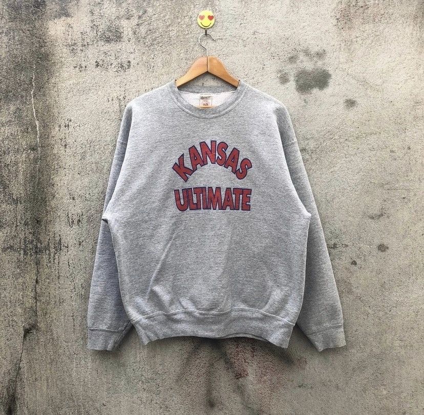 Fruit Of The Loom Vintage 90s kansas ultimate sweatshirt pullover spellout Size US XL / EU 56 / 4 - 1 Thumbnail