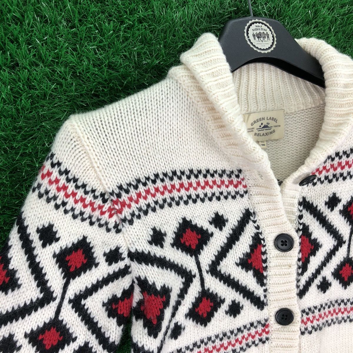 Aran Isles Knitwear Green Label Knit Cowichan Shawl Collar for Kid Size US XXS / EU 40 - 2 Thumbnail