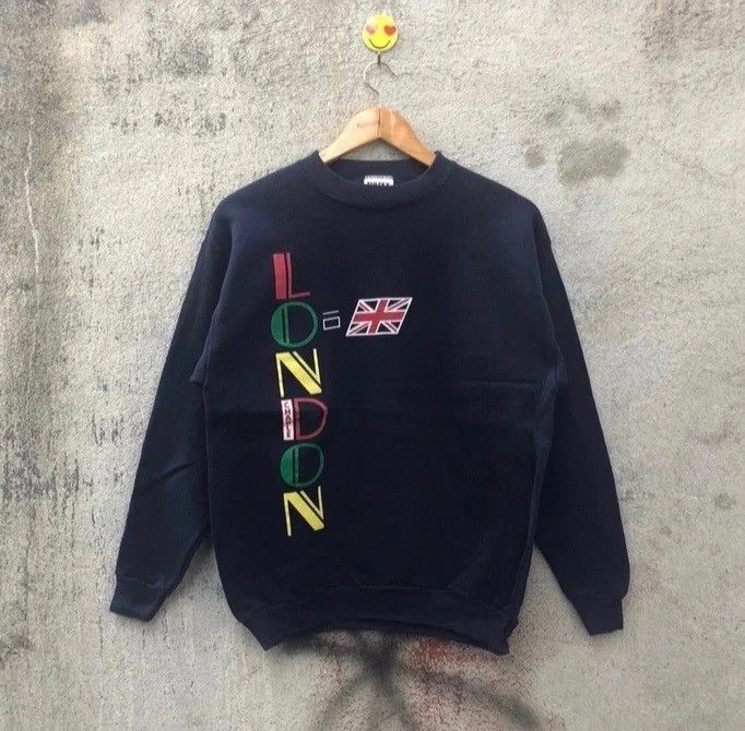 Vintage Vintage 90s london sweatshirt spellout pullover Size US M / EU 48-50 / 2 - 1 Thumbnail