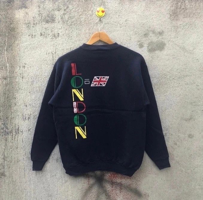 Vintage Vintage 90s london sweatshirt spellout pullover Size US M / EU 48-50 / 2 - 2 Thumbnail