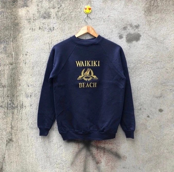 Vintage Vintage 90s hawaii waikiki beach sweatshirt pullover Size US M / EU 48-50 / 2 - 1 Thumbnail