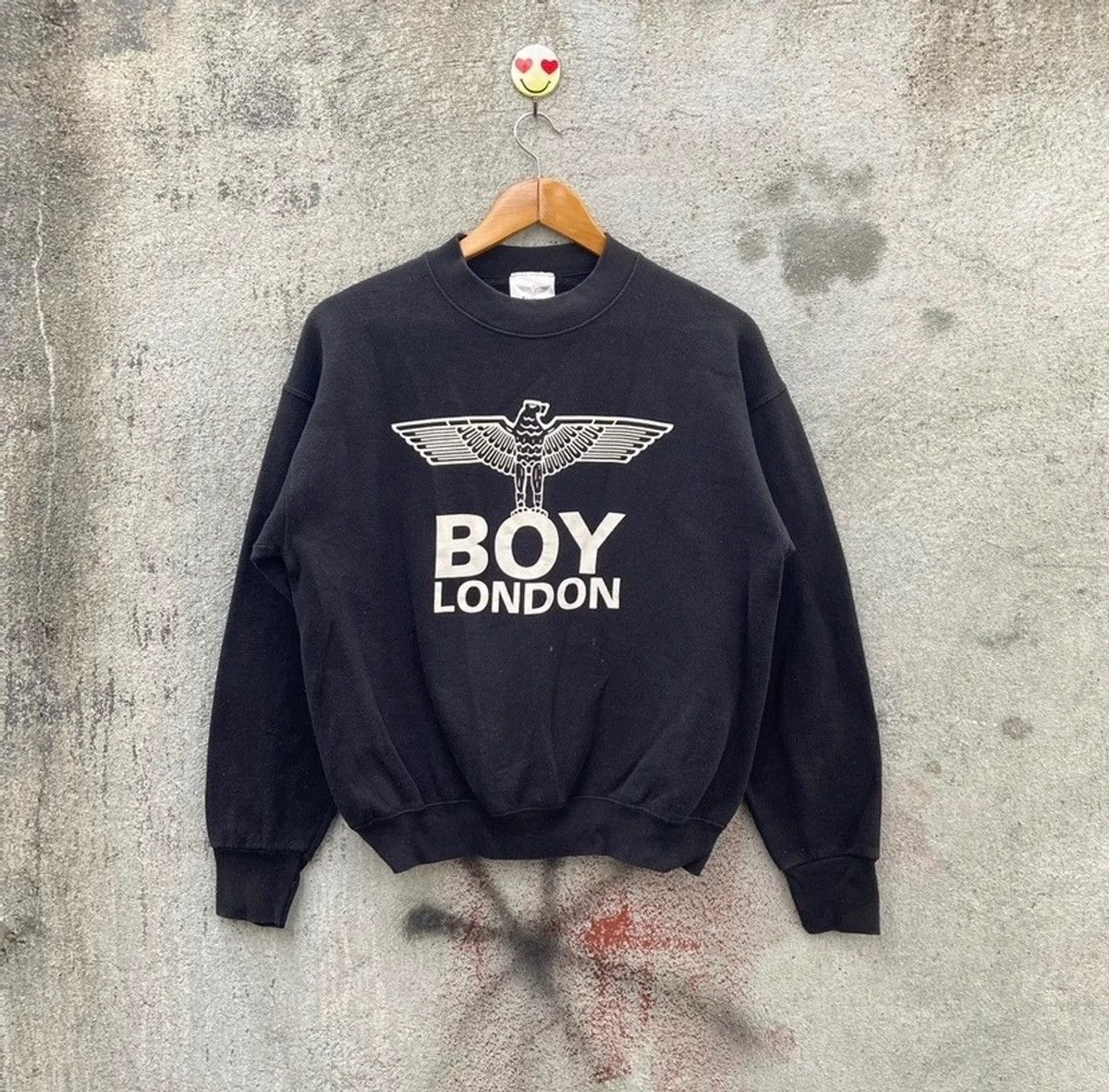 image of Vintage 90's Boy London Sweatshirt Big Logo in Black, Men's (Size Medium)