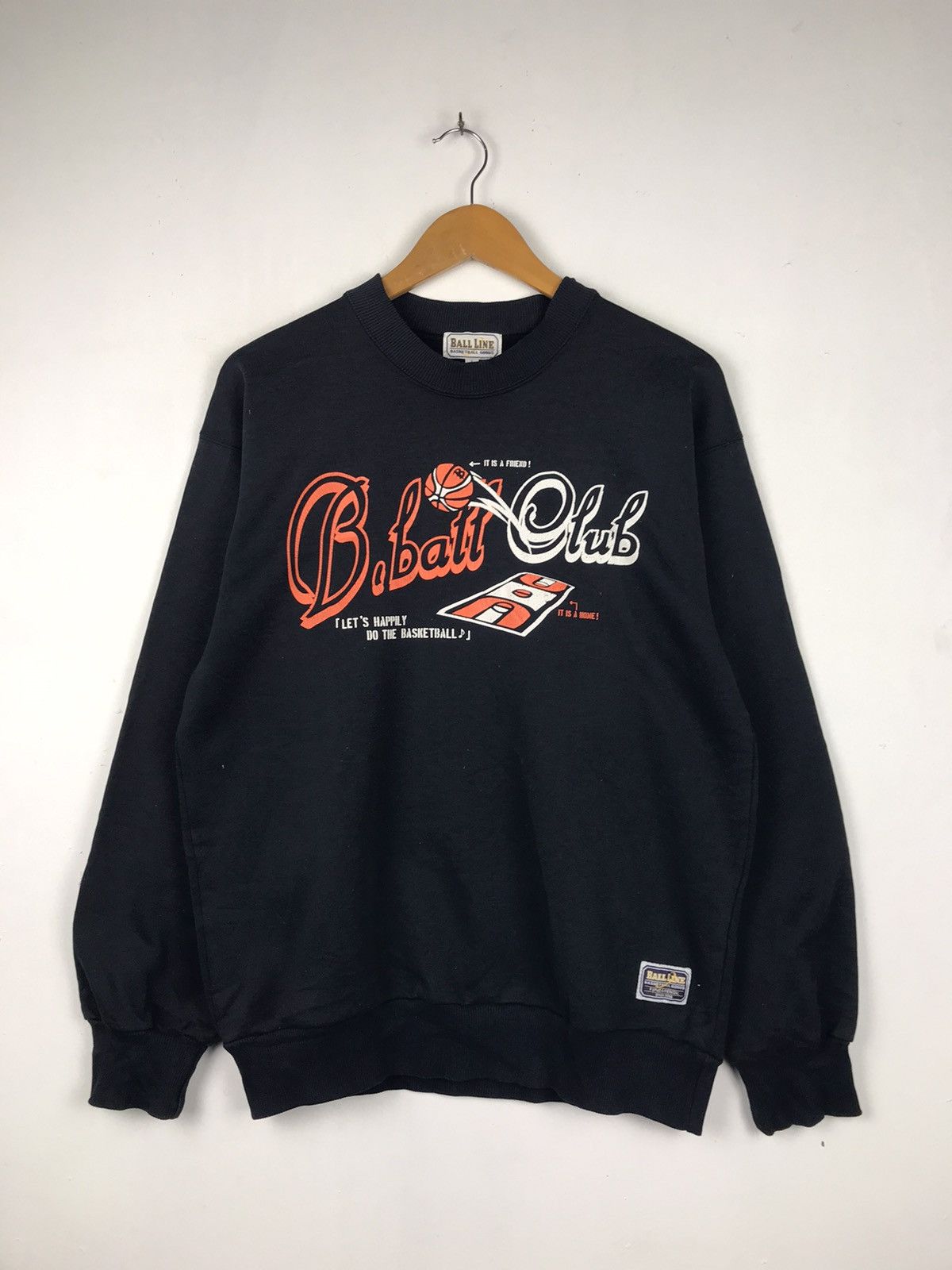 image of Vintagebasketball Club Vintage Sweatshirt in Black, Men's (Size Large)