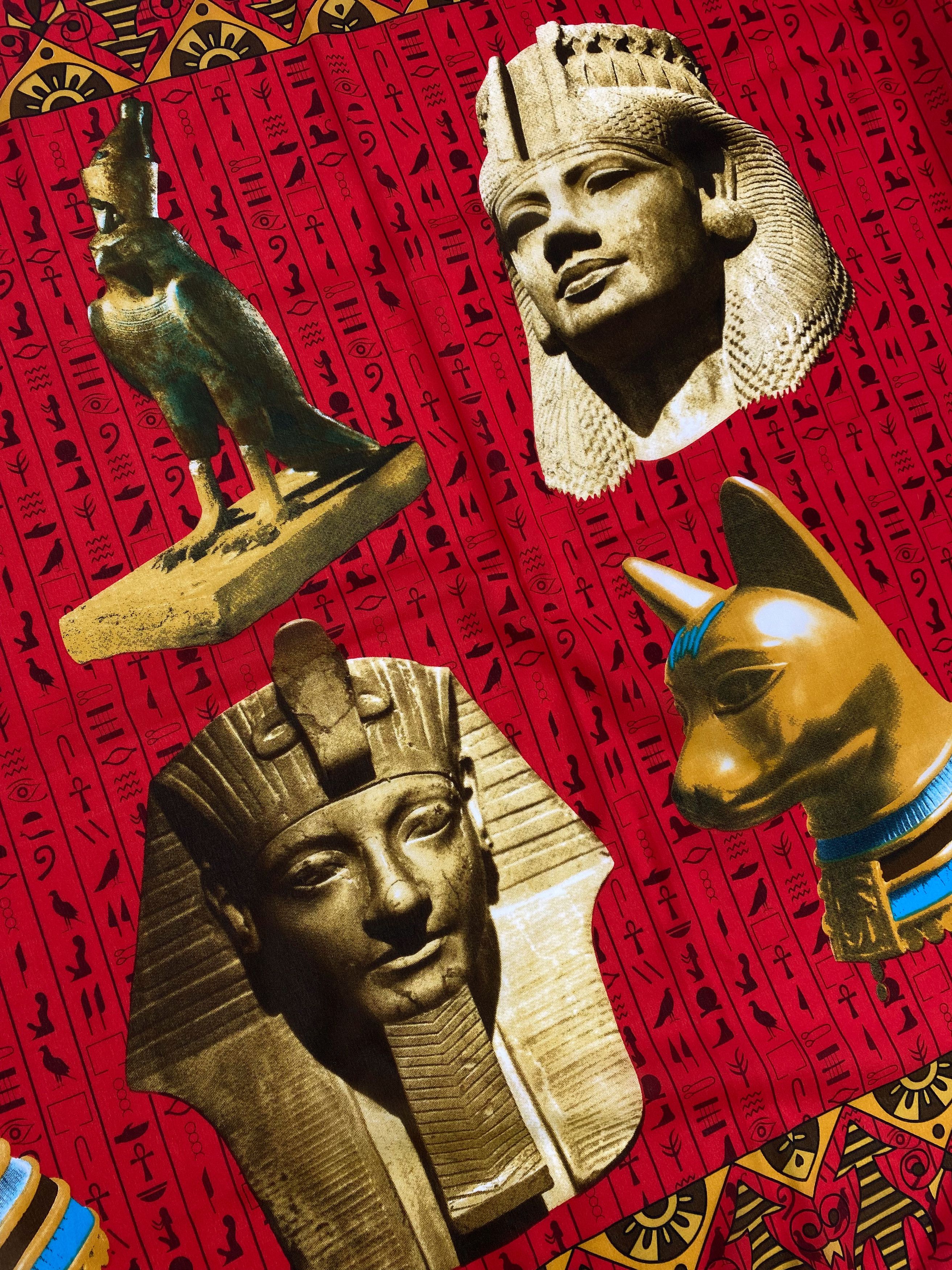 Vintage Ehab Fayed Vintage Egyptian Pharaoh Hieroglyphics Scarf Size ONE SIZE - 3 Thumbnail