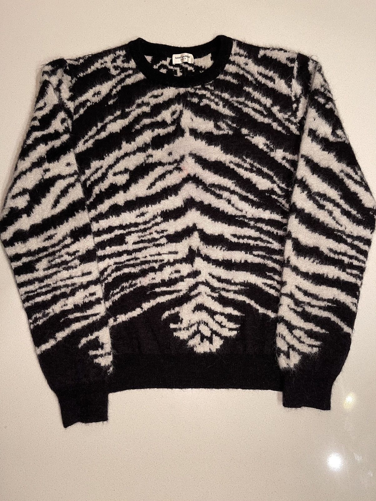 image of Saint Laurent Paris Mohair Sweater in Black, Men's (Size Medium)