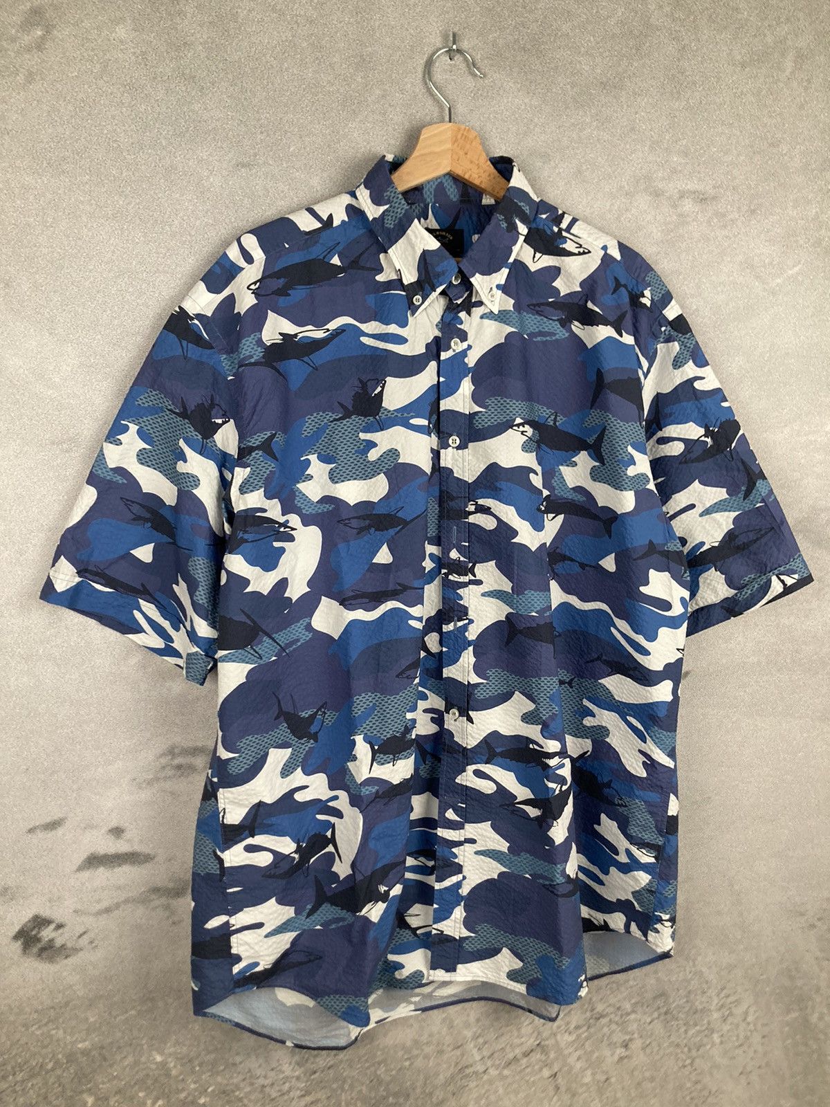 Paul & Shark Vintage Rare Paul & Shark Italy AOP Full Printed Shirt Size US XL / EU 56 / 4 - 4 Thumbnail
