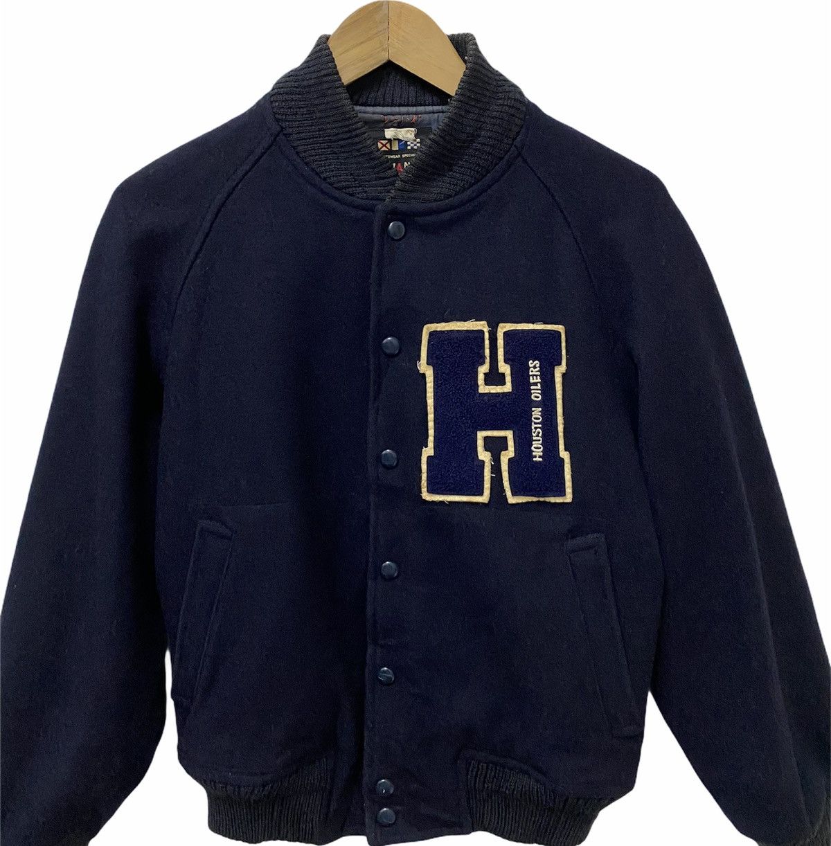 Van 🔥 Vintage Van Houston Oilers Patchwork Varsity Jacket Size US M / EU 48-50 / 2 - 2 Thumbnail