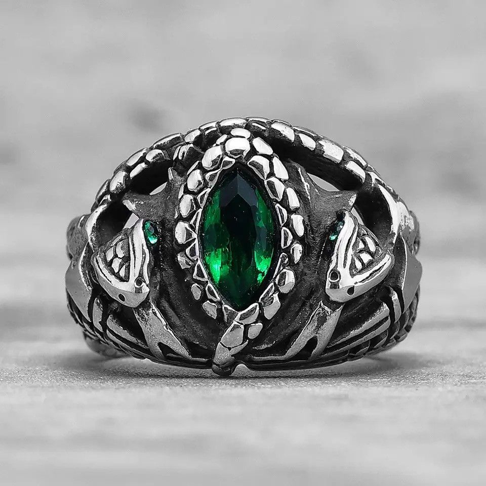 Jewelry Devil's Eye Gemstone Snake Ring Size ONE SIZE - 1 Thumbnail