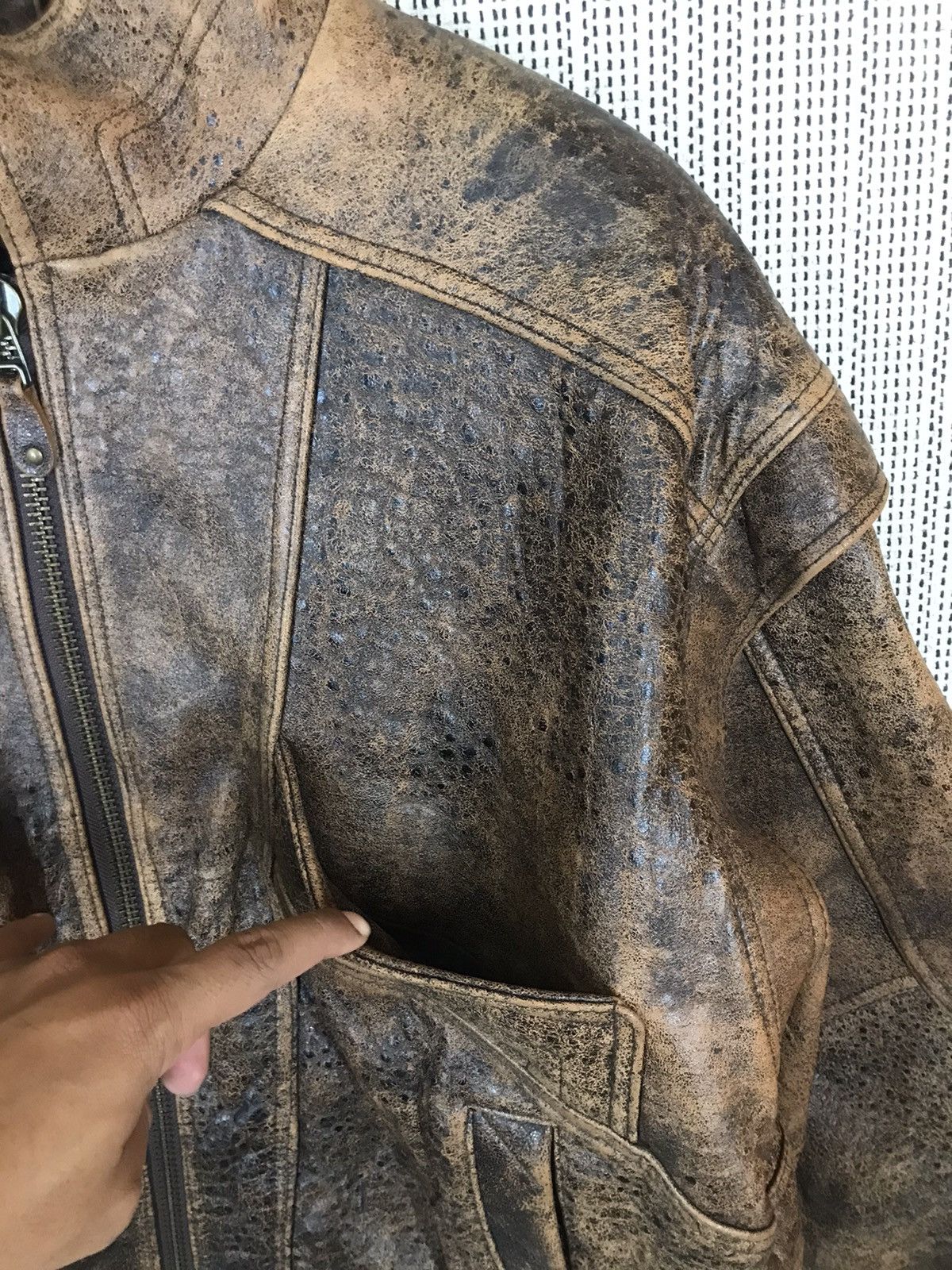 Vintage ‼️VTG WIND ARMOR REAL LEATHER JACKET NICE DESIGN‼️ Size US XL / EU 56 / 4 - 6 Thumbnail