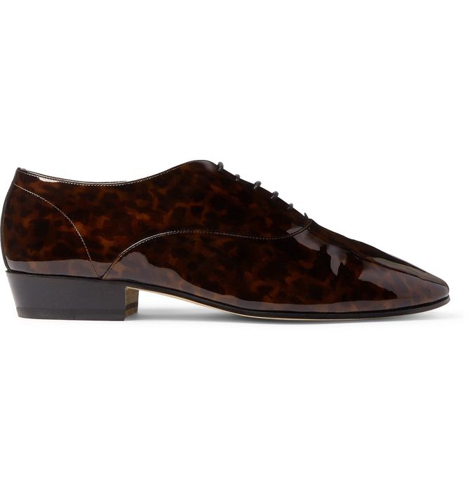 Saint Laurent Paris Leon Tortoiseshell-Effect Patent-Leather Derby ...