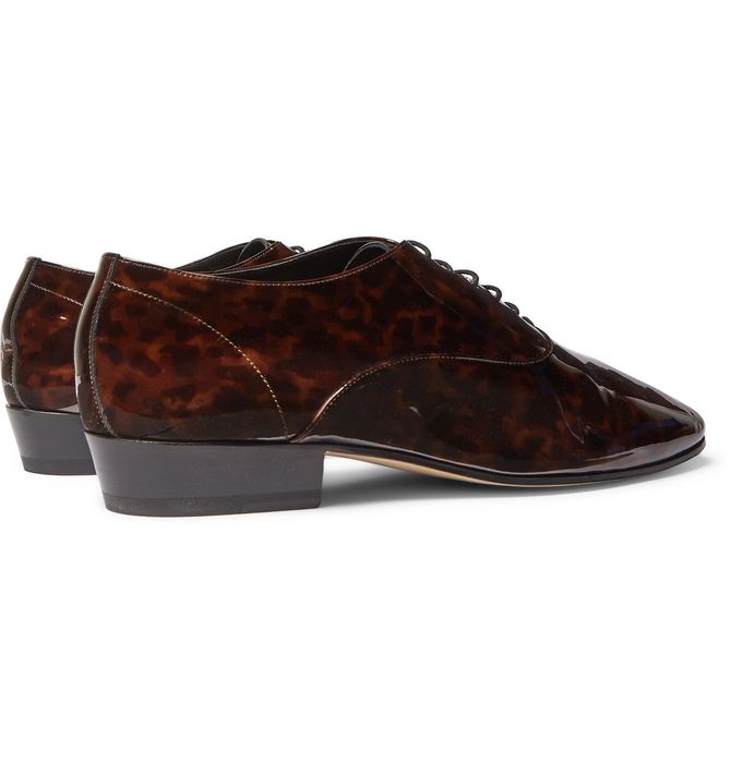 Saint Laurent Paris Leon Tortoiseshell-Effect Patent-Leather Derby ...