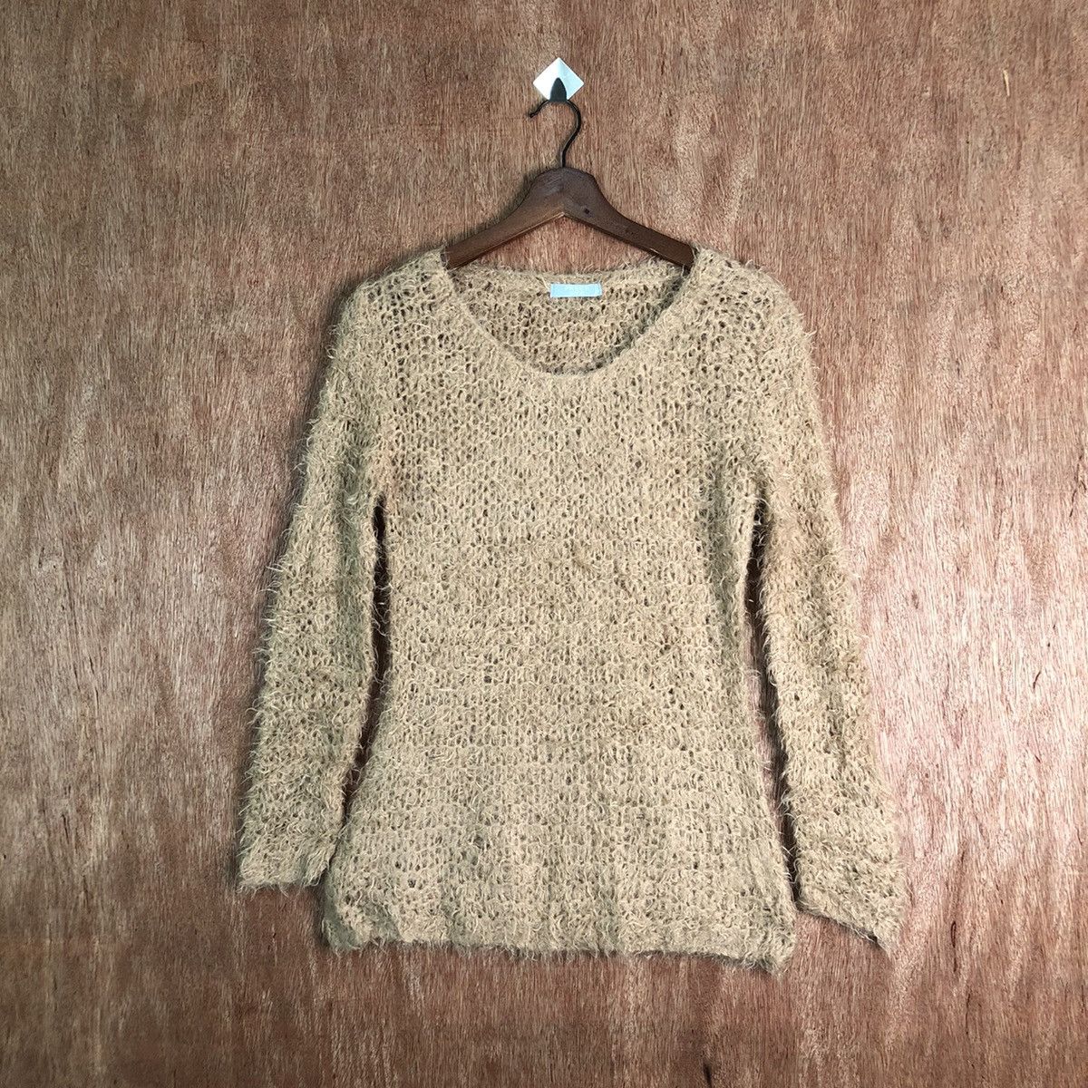 image of Homespun Knitwear x Vintage Frees Shop Mesh Net Crochet Shaggy Fur Mohair Knitwear 6569 in Brown, W