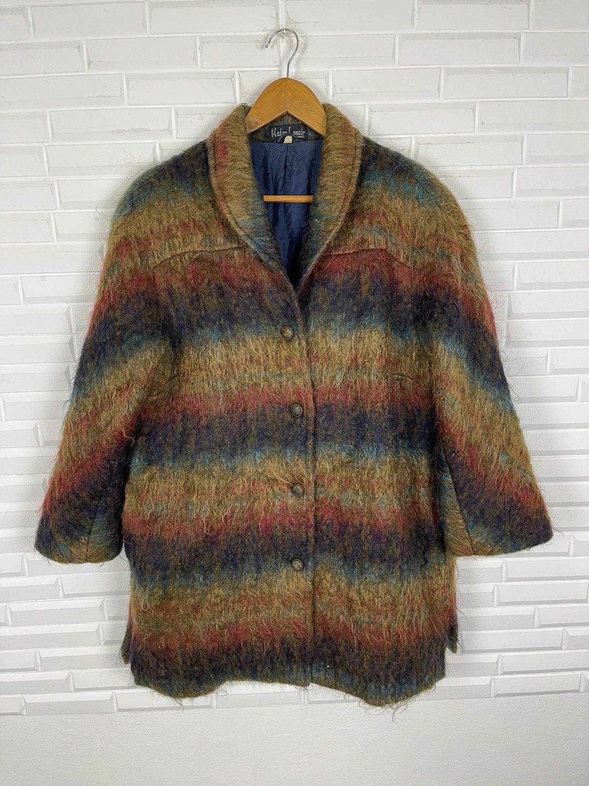 Designer VINTAGE MOHAIR HAIRY JACKET STRIPES PARIS DESIGNER Size US M / EU 48-50 / 2 - 1 Thumbnail