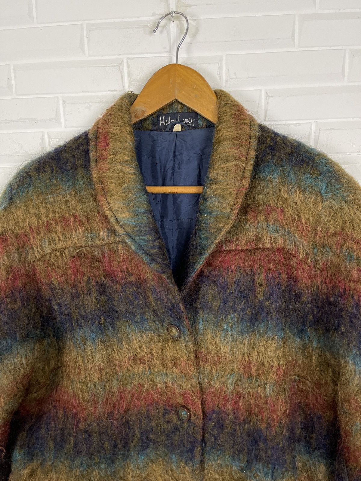 Designer VINTAGE MOHAIR HAIRY JACKET STRIPES PARIS DESIGNER Size US M / EU 48-50 / 2 - 2 Thumbnail