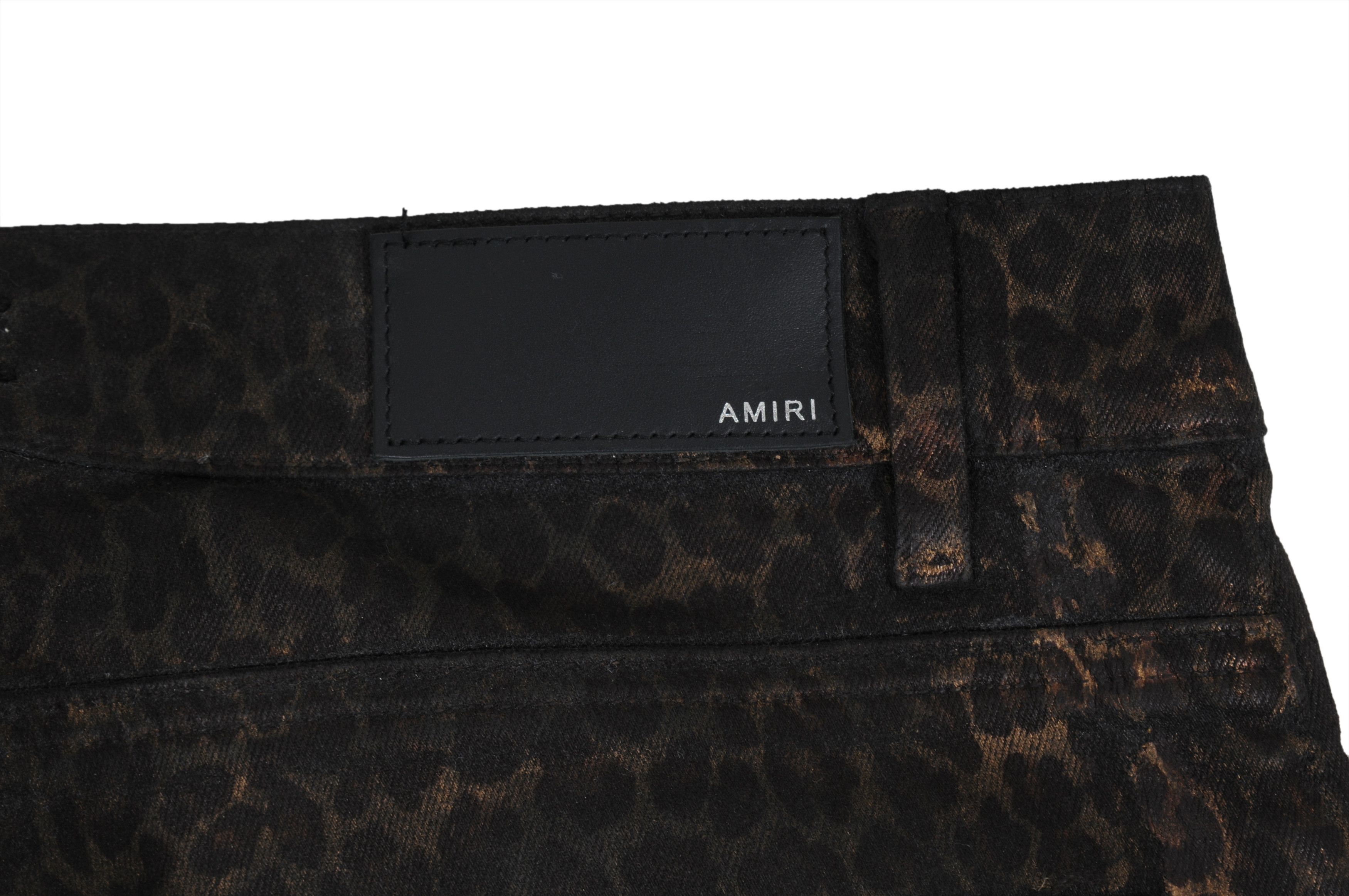 Amiri Leopard Print Broken Knee Distressed Stretch Denim Jeans Size US 34 / EU 50 - 9 Thumbnail