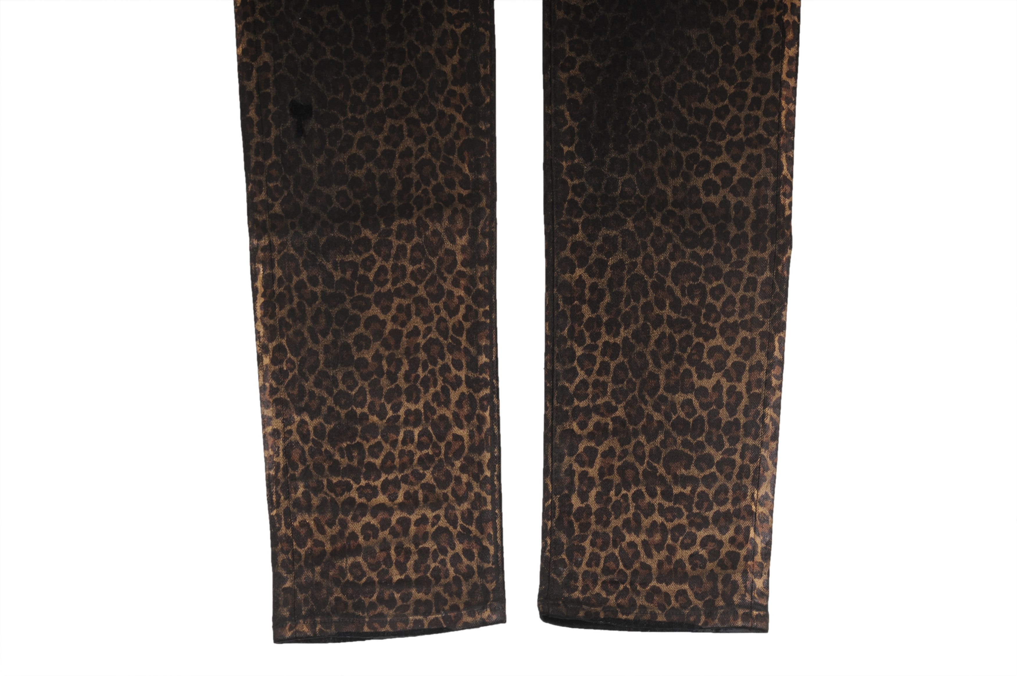 Amiri Leopard Print Broken Knee Distressed Stretch Denim Jeans Size US 34 / EU 50 - 3 Thumbnail