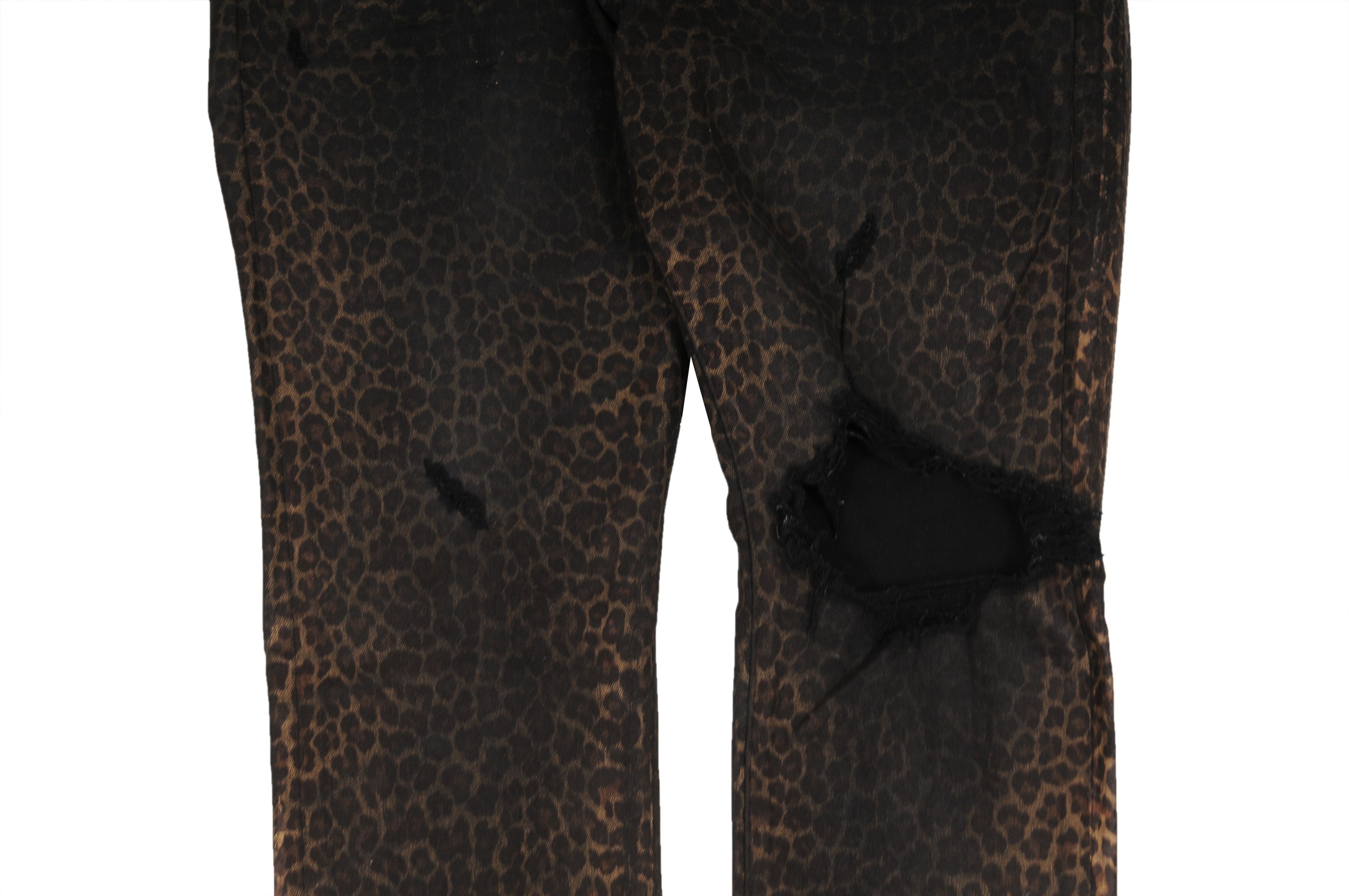 Amiri Leopard Print Broken Knee Distressed Stretch Denim Jeans Size US 34 / EU 50 - 5 Thumbnail